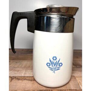 Corningware White and Blue Floral Coffee Pot